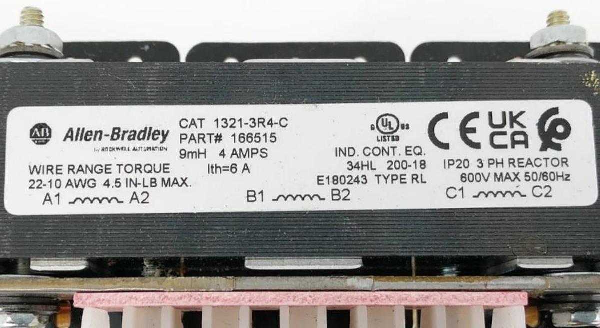 New Allen Bradley 1321-3R4-C Line Load Reactor 4A 600V 3PH 166515 - No Box