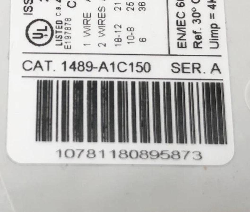 Box of 2 New Allen-Bradley 1489-A1C150 Circuit Breakers 1P 15A 277VAC 48VDC