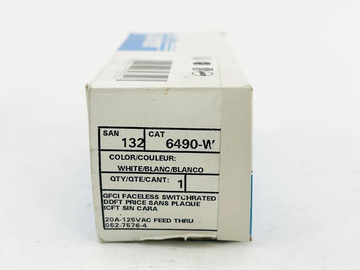 New Lot of 2 Leviton 6490-W Faceless Switch White 125V 20A