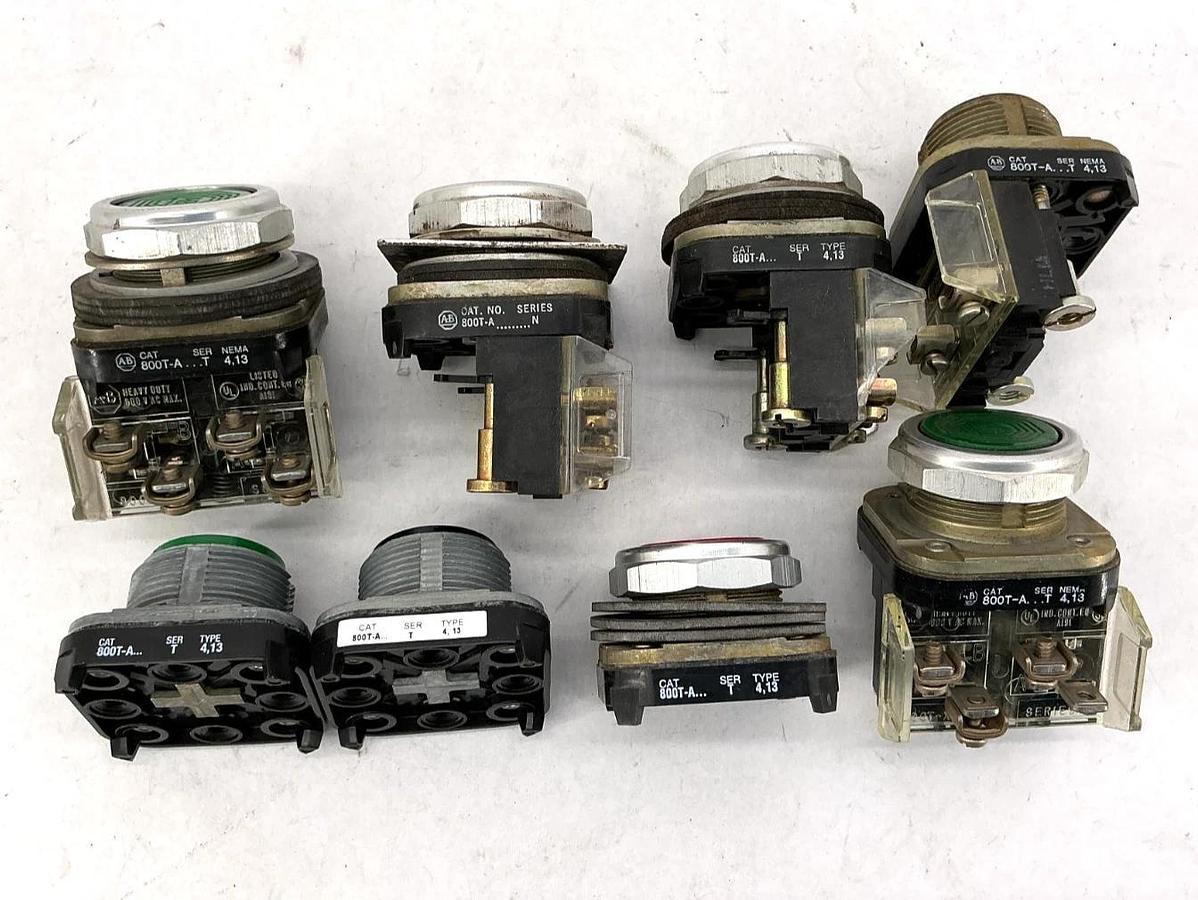 Used Lot of 8 Assorted Allen Bradley 800T-A Ser T & Ser N Pushbuttons