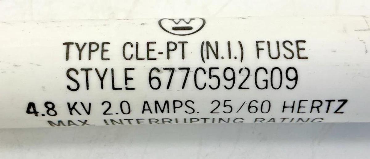 New Westinghouse 677C592G09 Type CLE-PT (NI) Fuse 2A 4.8KV 25/60HZ - No Box
