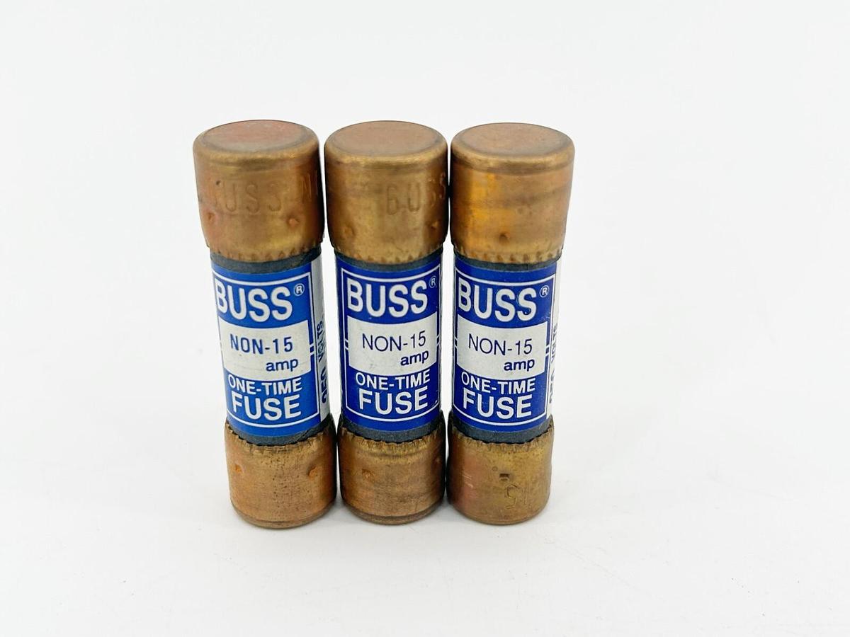 New Lot of 3 Bussmann NON-15 One Time Dual Element Fuse 30A 250V - No Box
