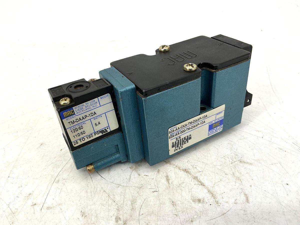 Used MAC Valves 82A-AA-CKA-TM-DAAP-1DA Solenoid Valve Missing Base 5.4W 150PSI 120V