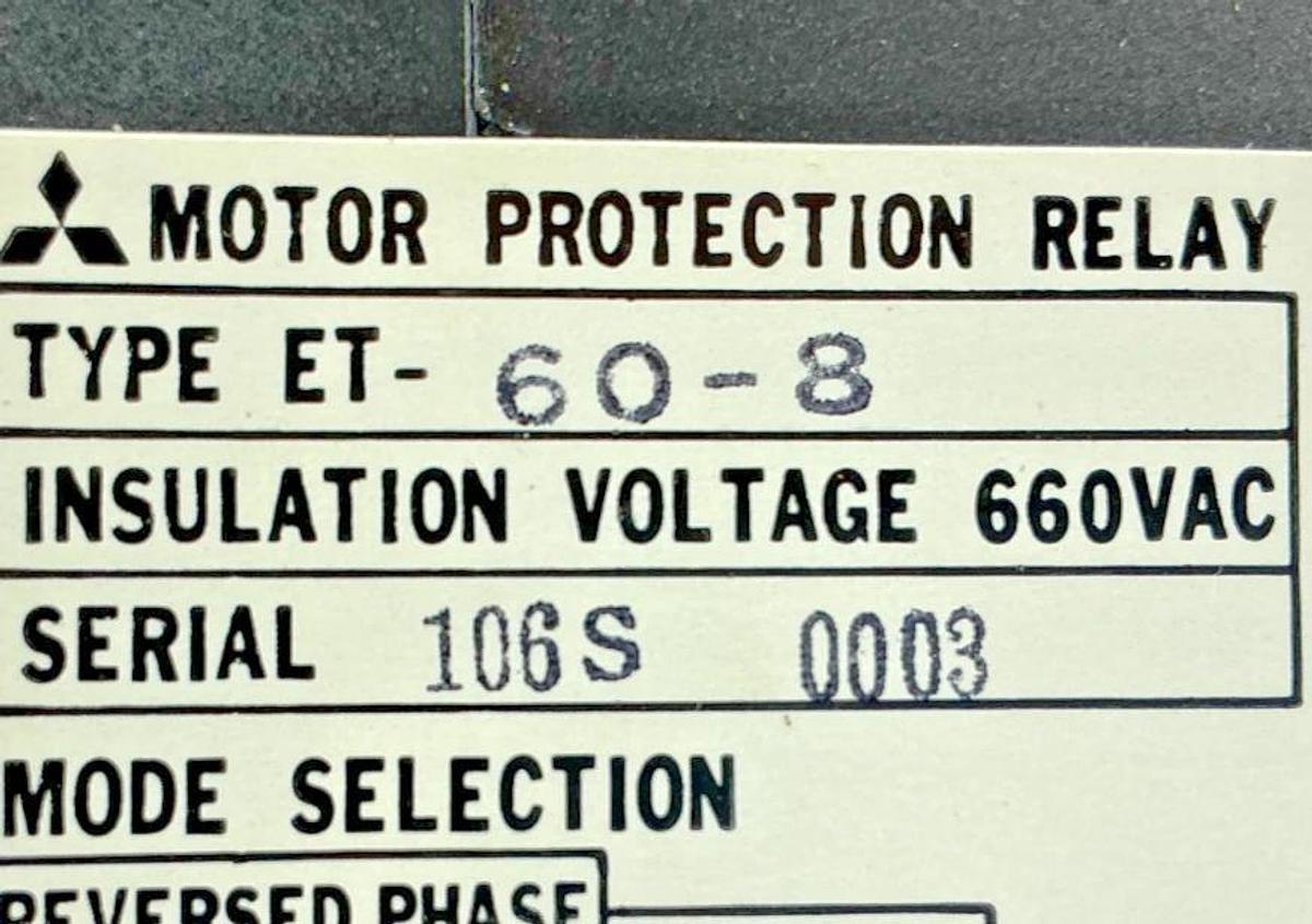 New Mitsubishi ET-60-8 Electric Motor Protection Relay 8A 110/120V 660VAC ET-60