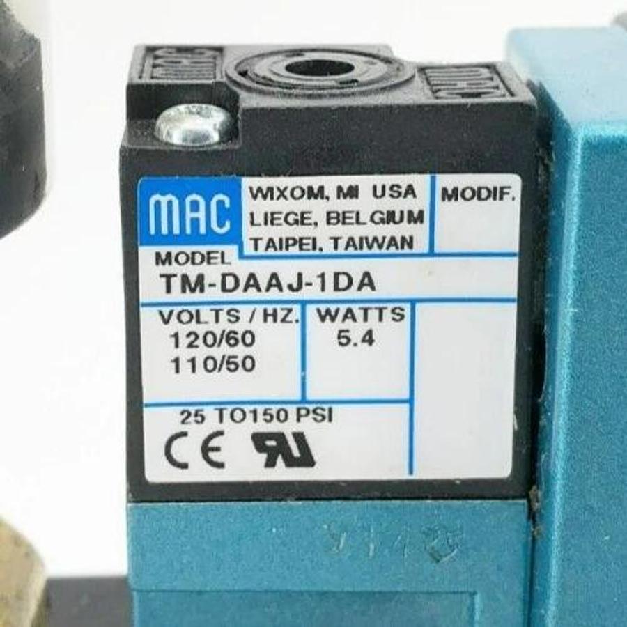 Used MAC Valves 82A-AC-CSA-TM-DAAP-1DA Solenoid Valve 150psi TM-DAAJ-1DA PR82A-GADA