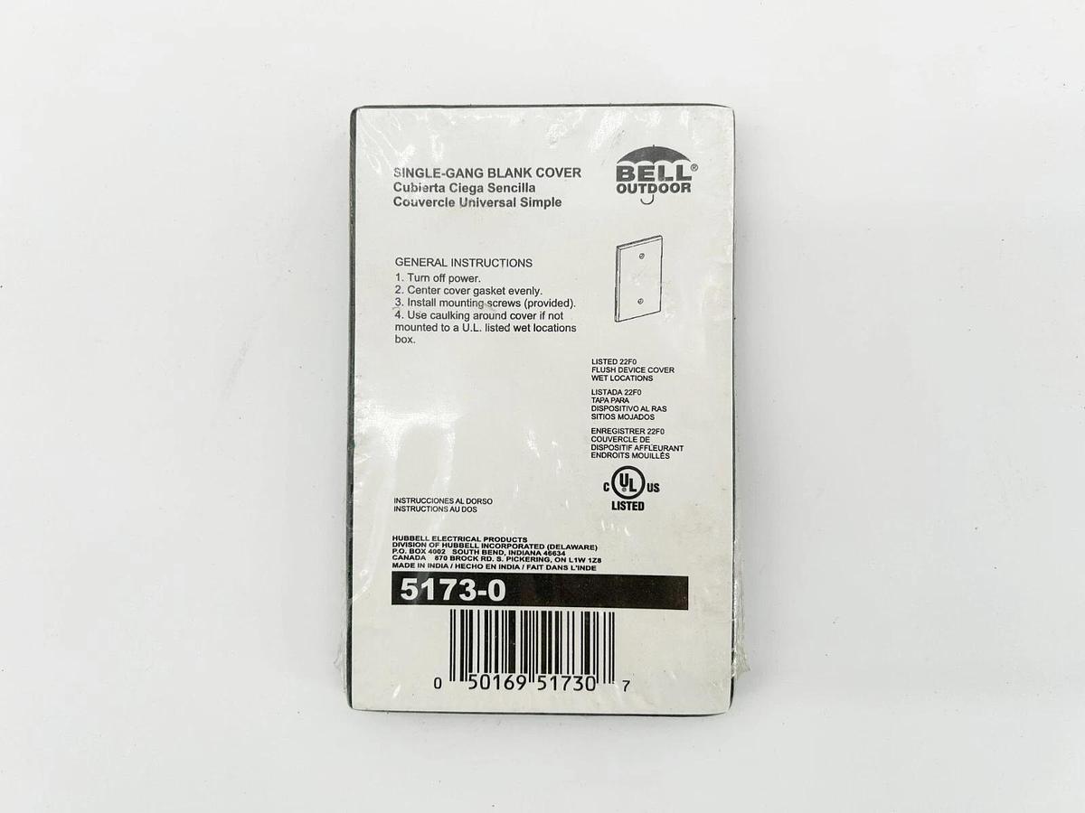 New Lot of 5 Hubbell 5173-0 Single Gang Blank Cover Outdoor Wet Locations
