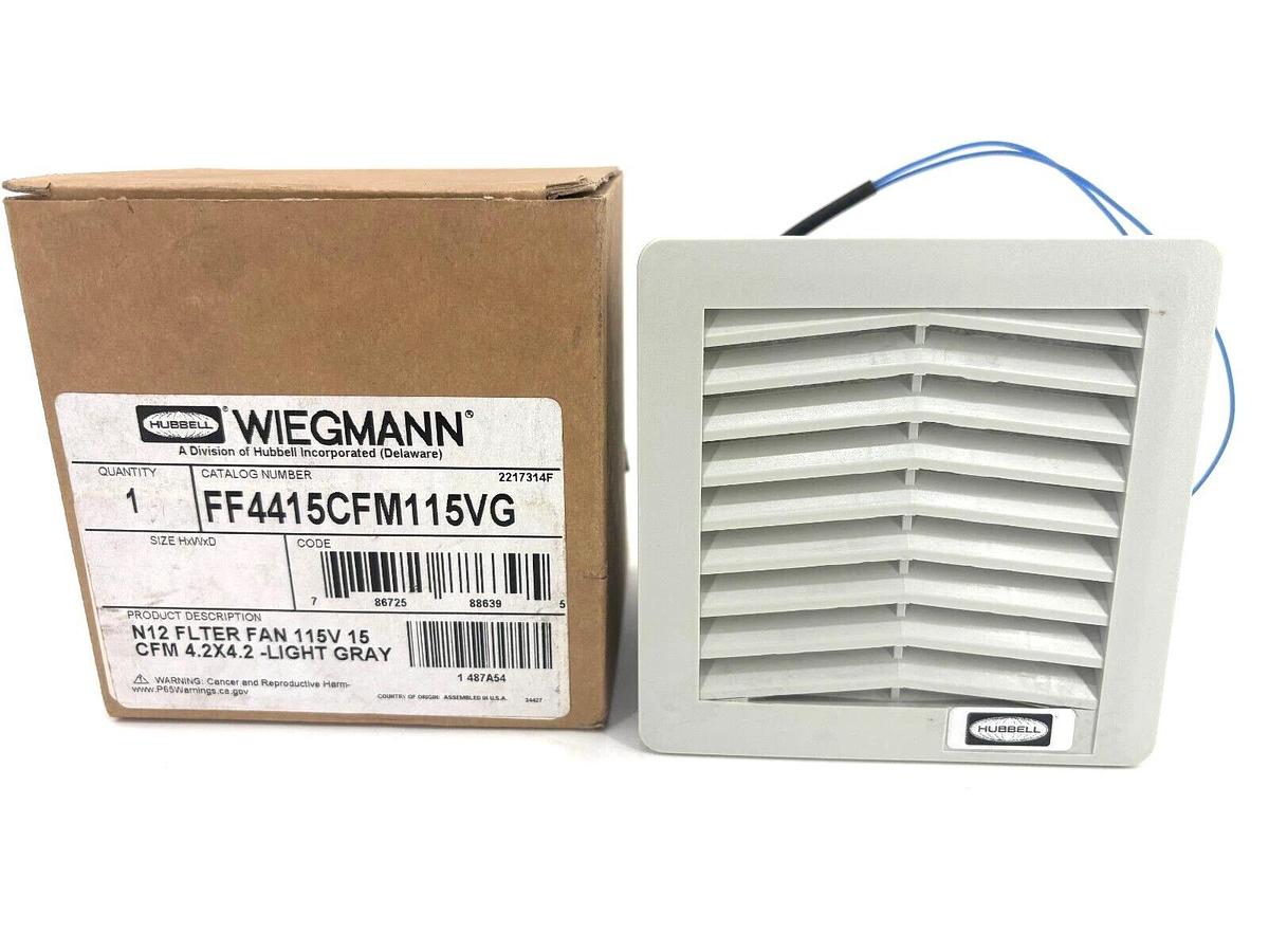 New Hubbell Wiegmann FF4415CFM115VG Filter NEMA 12 Filter Fan 115V 15CFM