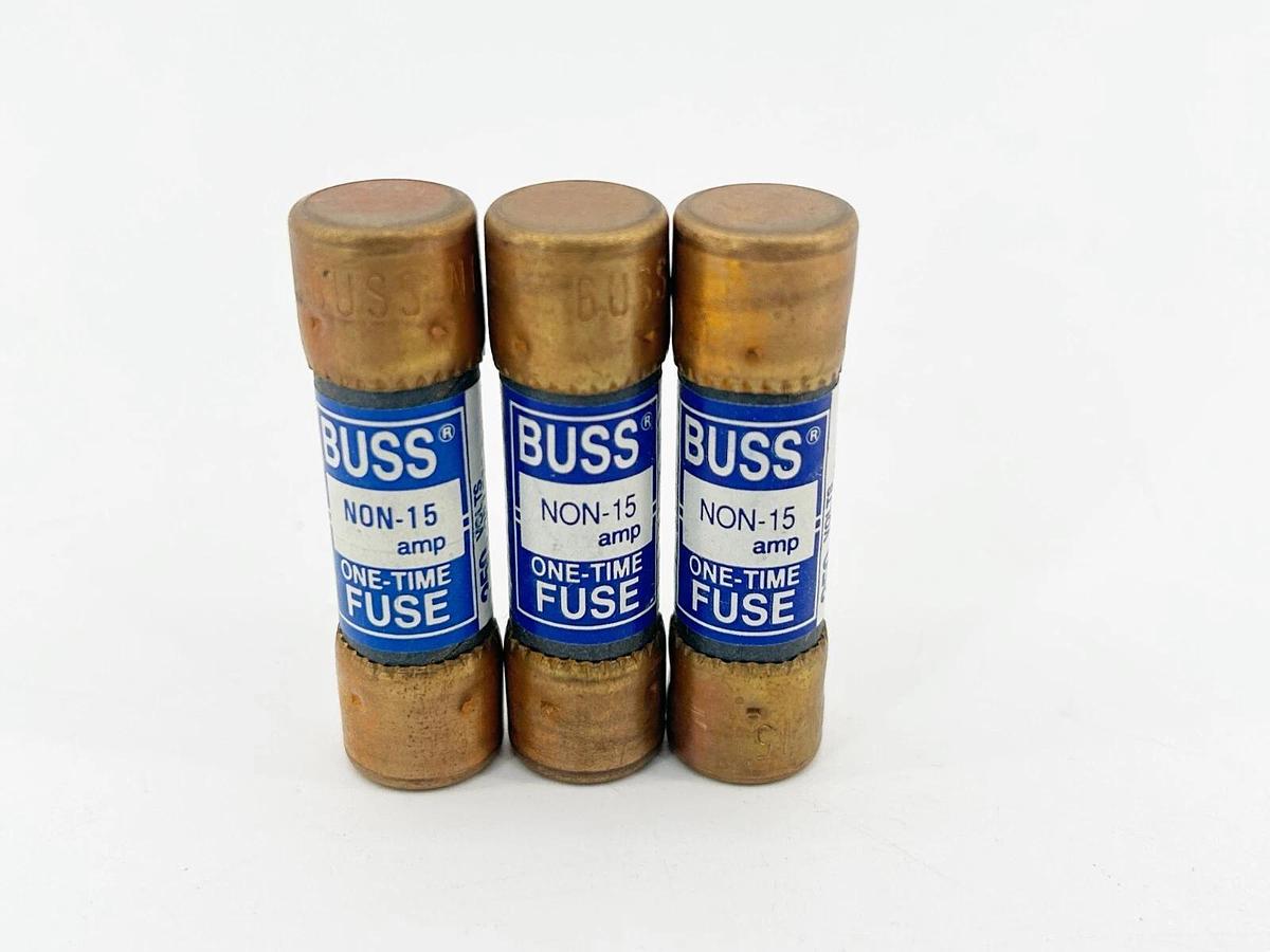 New Lot of 3 Bussmann NON-15 One Time Dual Element Fuse 30A 250V - No Box