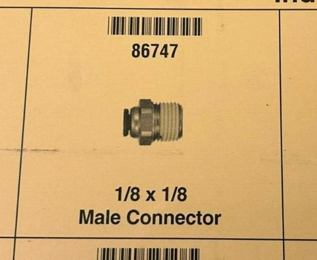 Lot of 10 New Lawson 86747 Male Connectors, 1/8" x 1/8", 290PSI