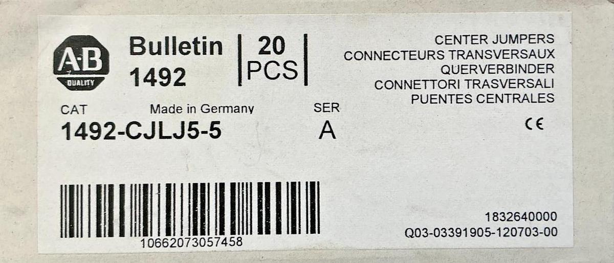 Lot of 20 New Allen Bradley 1492-CJLJ5-5 Ser A Center Jumpers Plug-in 5P