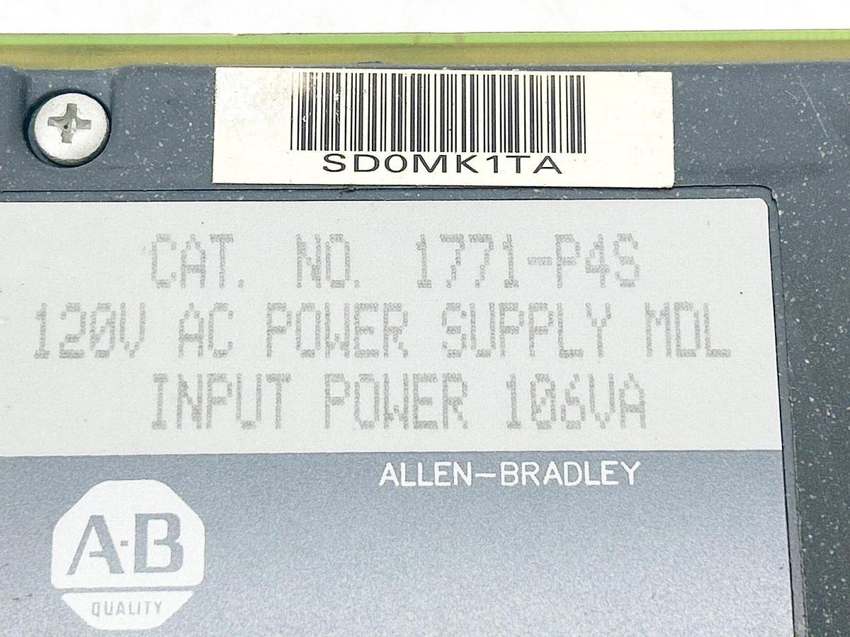 Used Allen Bradley 1771-P4S Power Supply Module PLC-5 120 Vac Input 5 VDC Backplane 8