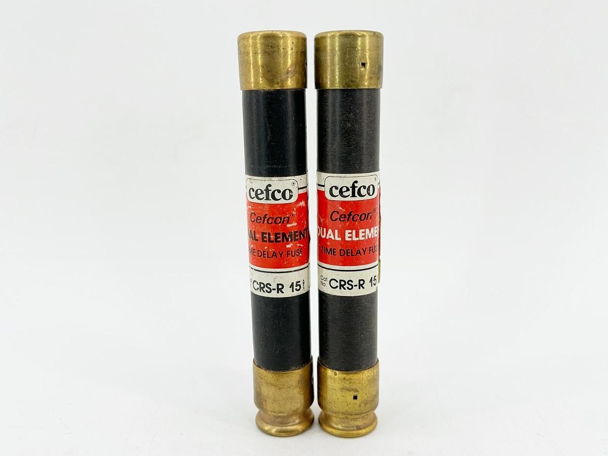 New Lot of 2 Cafco CRS-R-15 Time Delay Dual Elment Fuse 15AMP 600VAC Class RK5