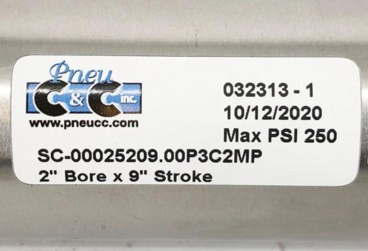 New C&C SC-00025209.00P3C2MP Cylinder 2" Bore 9" Stroke 250psi SS - No Box