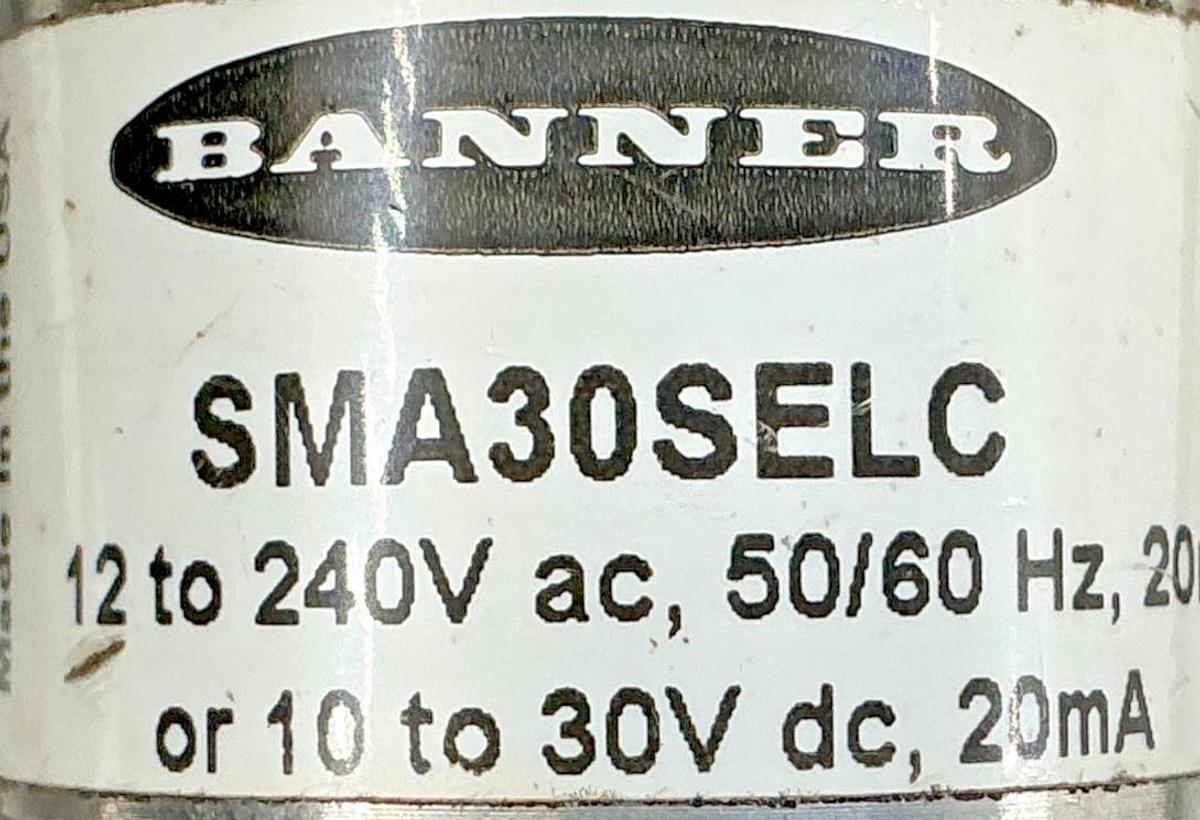 Used Banner Engineering SMA30SELC Photoelectric Sensor 3-Wire 12-240VAC 28464