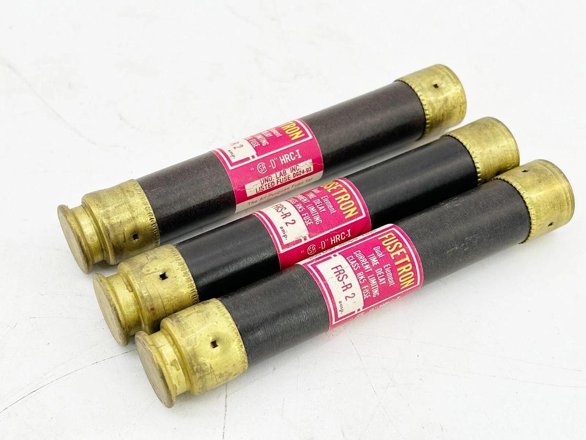 New Lot of 3 Bussmann FRS-R-2 Dual Element TIme Delay Fuse 2A 600V