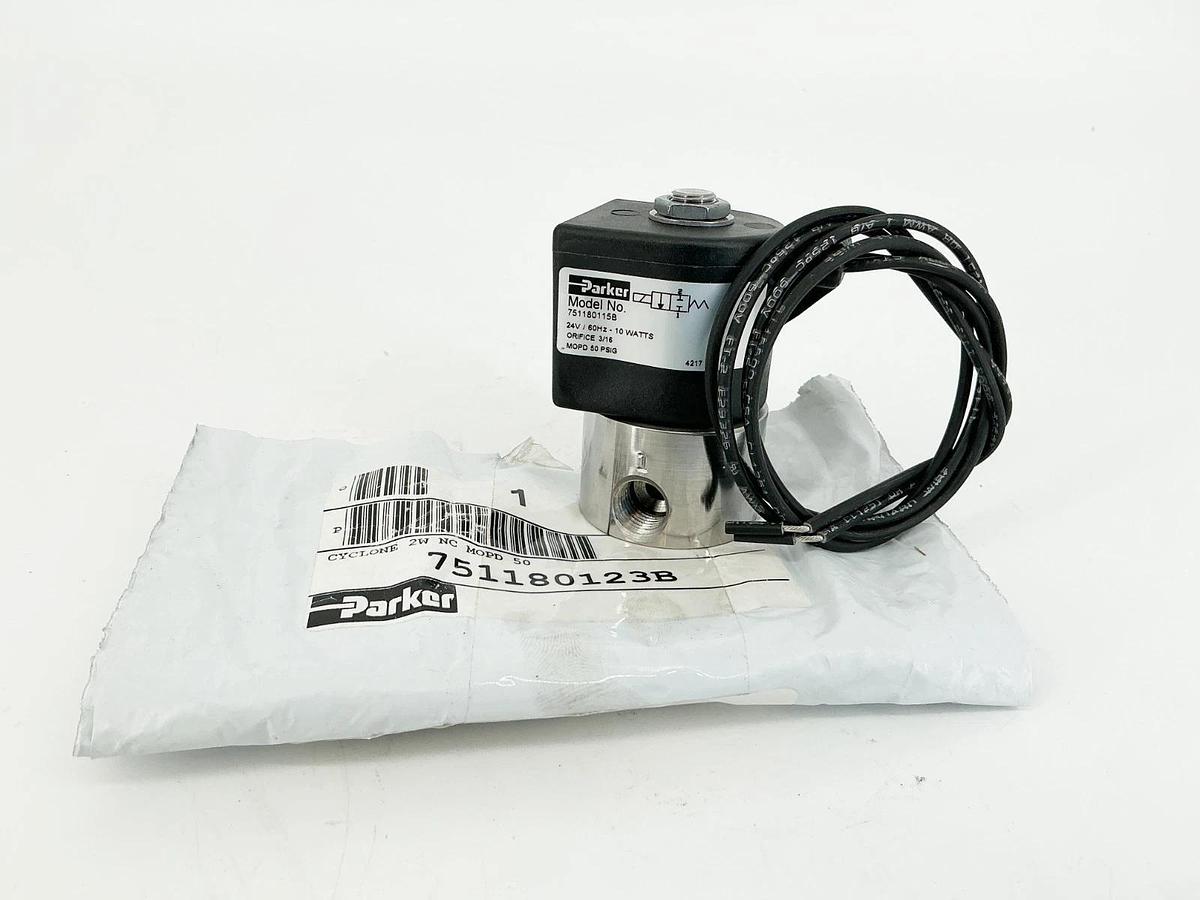 New Parker 751180123B Cyclone Solenoid Valve 10W 24V 50PSIG 751180115B