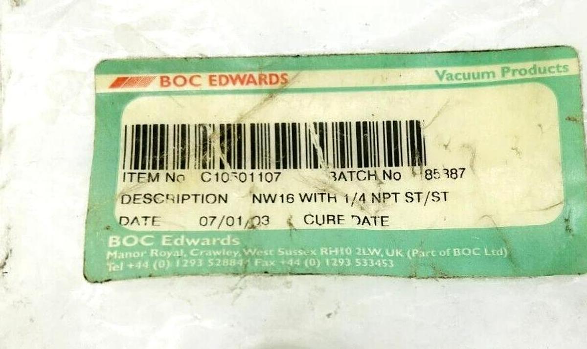 New Edwards C10501107 NW16 Adapter Pipe 1/4" NPT