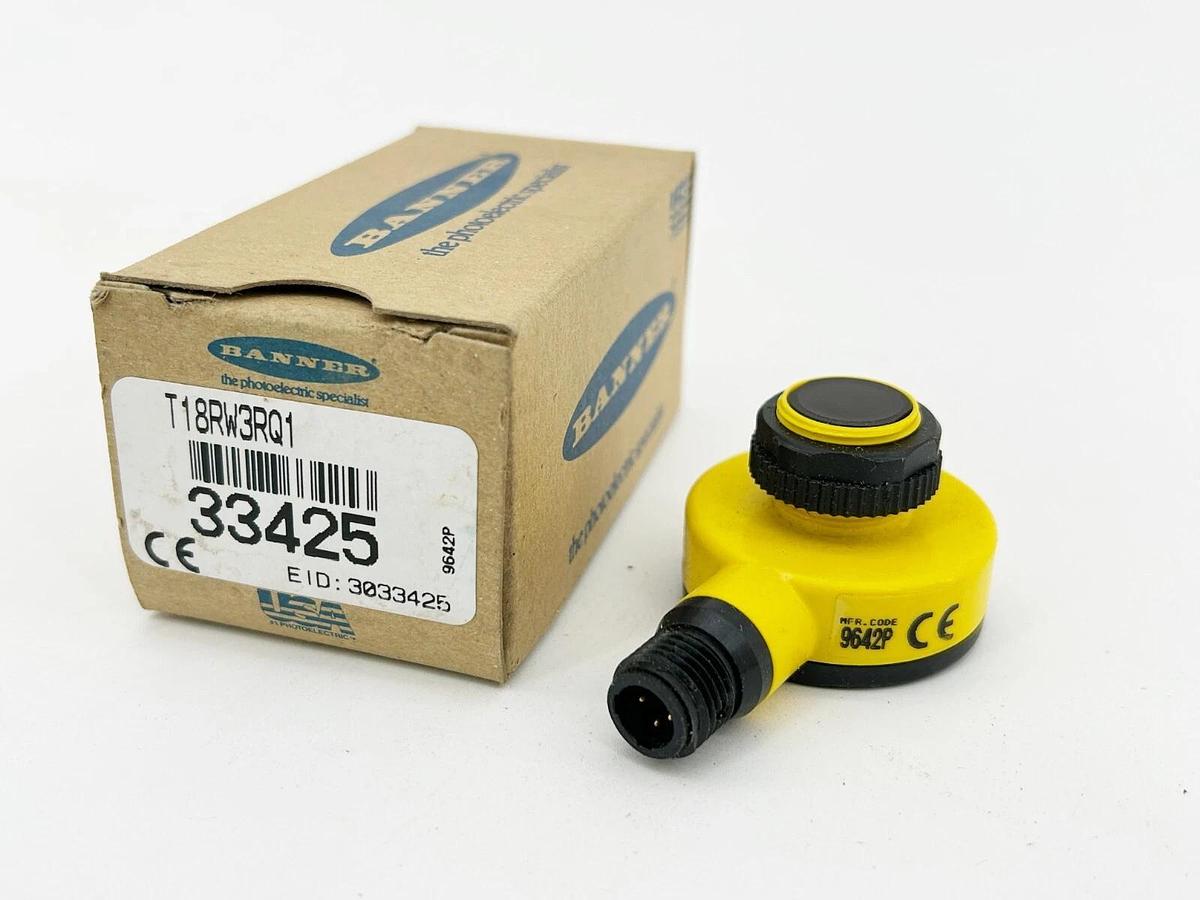 New Banner Engineering T18RW3RQ1 Barrel Mount Sensor EZ Beam 250V 20M Range