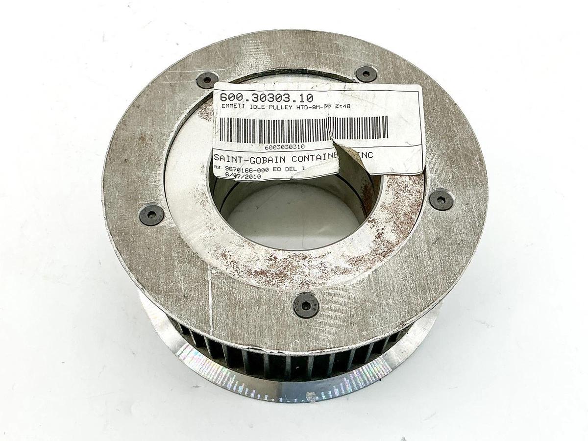 New Emmeti HTD-8M-50 Idler Belt Pulley 55mm Bore 5-1/4" OD 60.89mm L - No Box