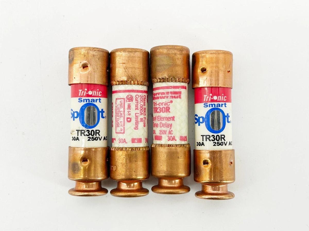 New Lot of 4 Ferraz Shawmut TR30R Dual Element Time Delay Fuse 30A 250V