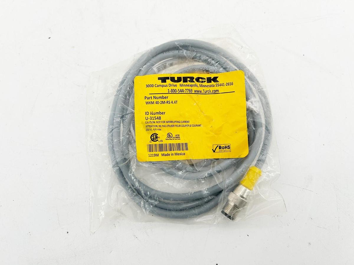 New Turck WKM 40-2M-RS 4.4T Hybrid Molded Cordset U-31548