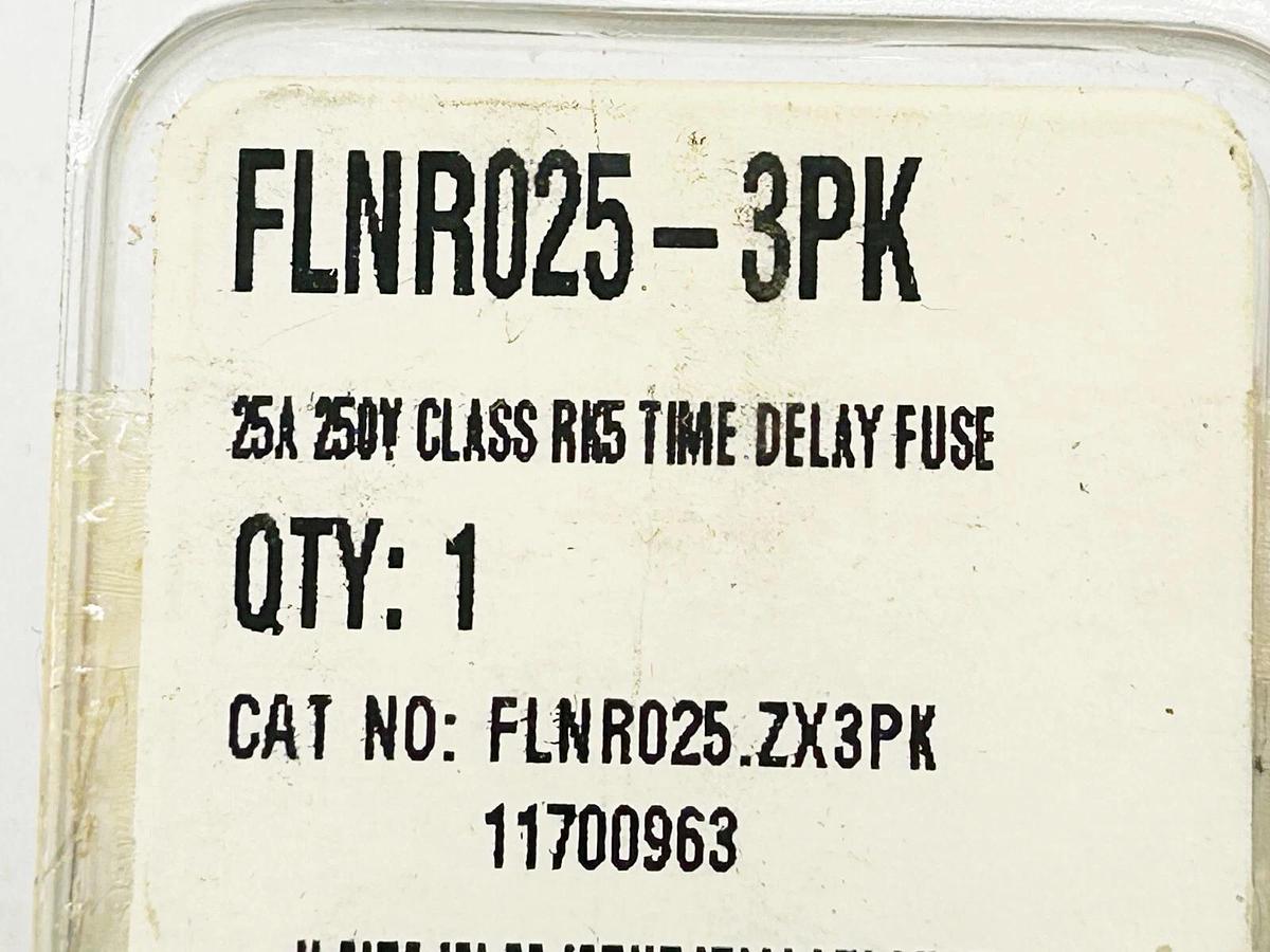 New Littelfuse FLNR025 Time Delay Dual Element Fuse 25A 250V 3 Pack