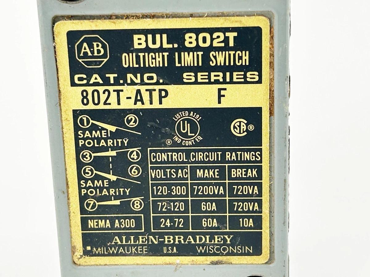 Used Allen Bradley 802T-ATP Limit Switch Body 600V 10A 4 Circuit NEMA Type 4/13