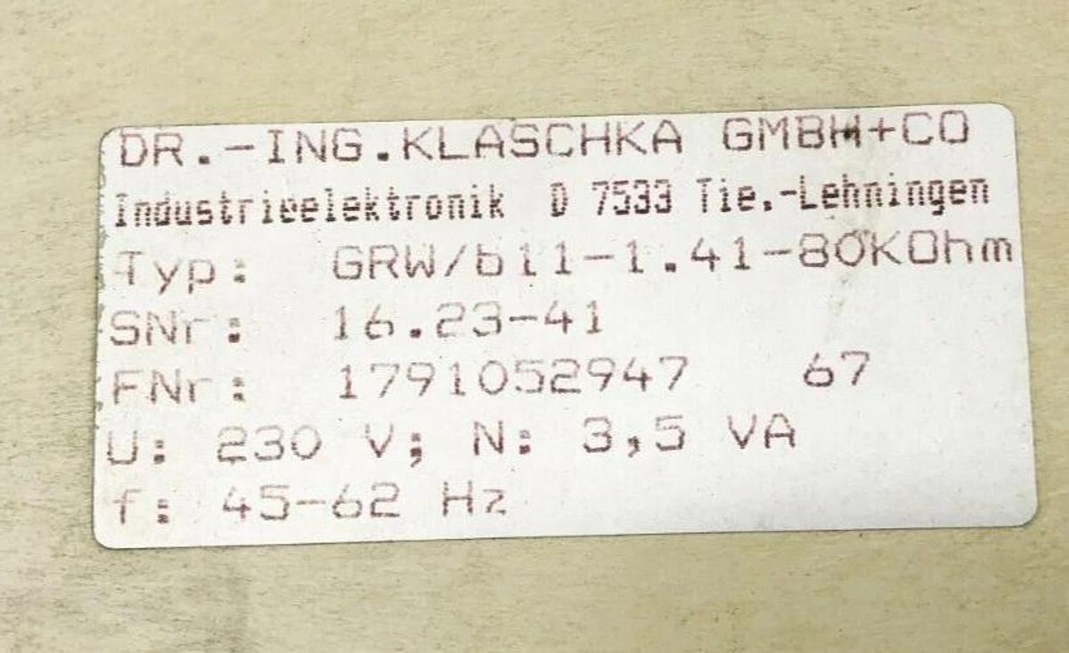 Used Klaschka GRW/b11-1.41-80KOhm Relay