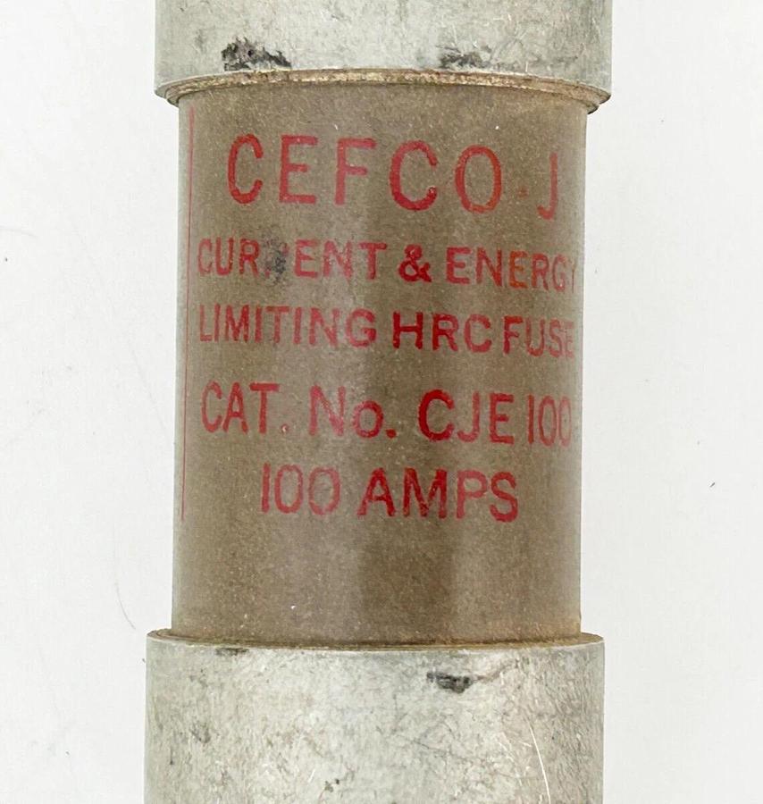 New CEFCO CJE100 Current Limiting HRC Fuse 100A 600V Class J