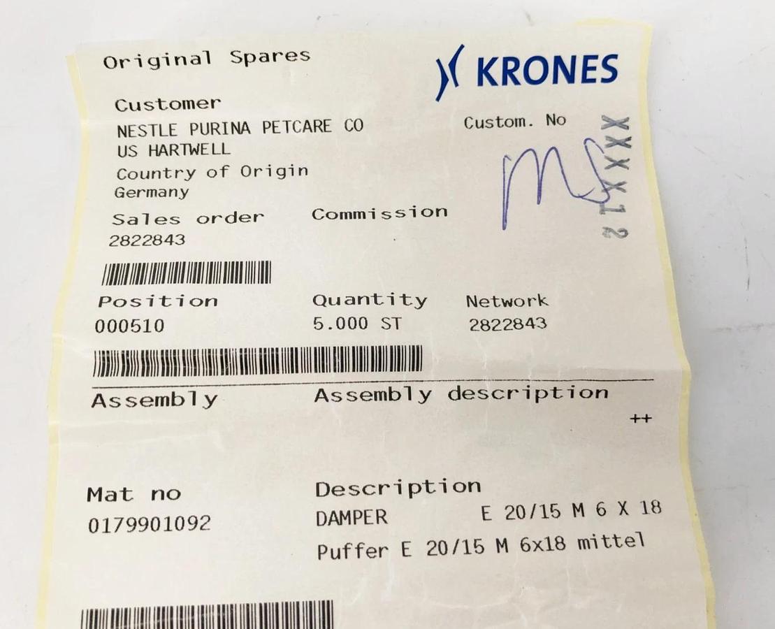 Lot of 5 New Krones 0179901092 Vibration Damper E 20/15 M 6 X 18 - No Box
