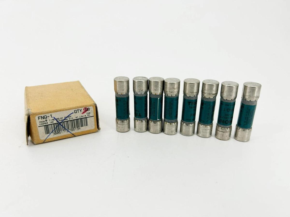 Lot of 8 New Bussmann FNQ-1 Time Delay Fuses 1A 500V