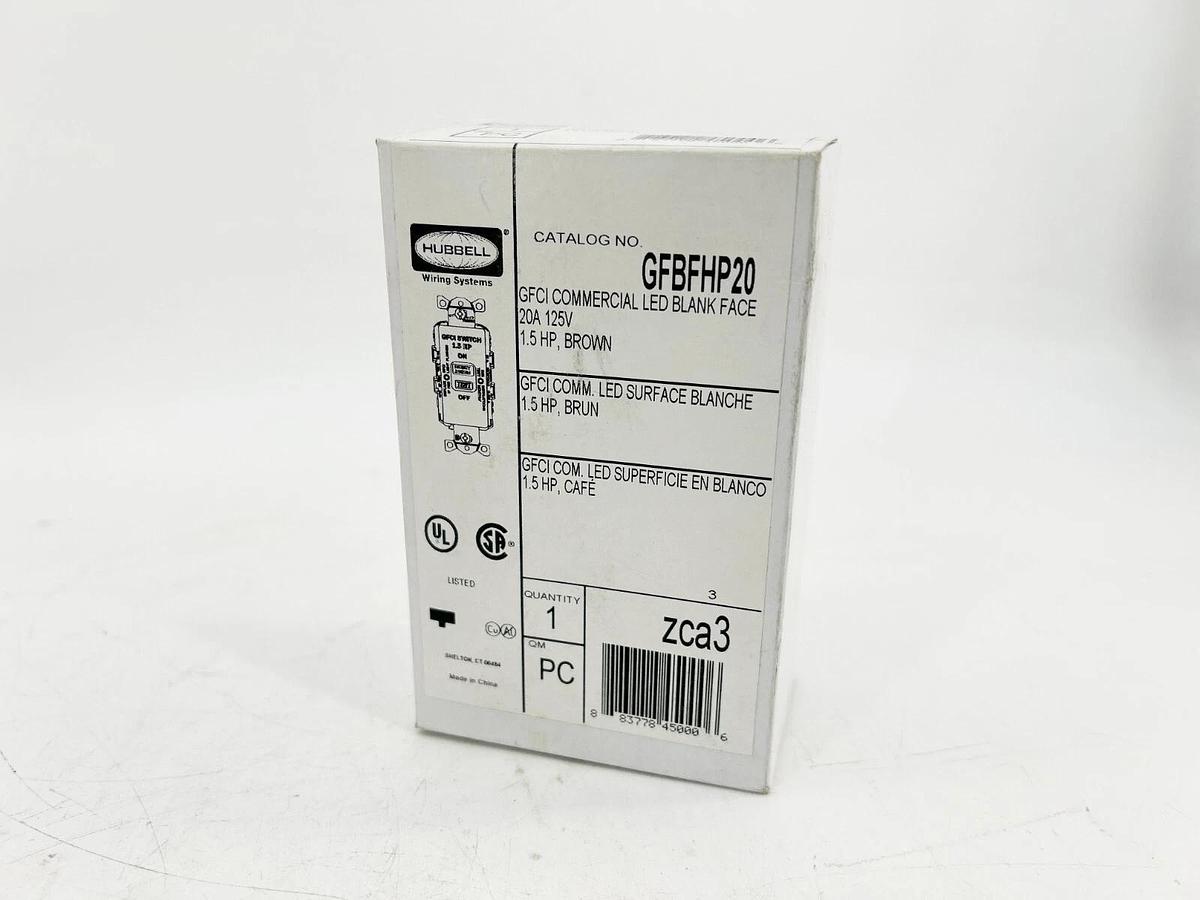 New Hubbell GFBFHP20 Power Protection Products GFCI Receptacle Blank Face 20A 12