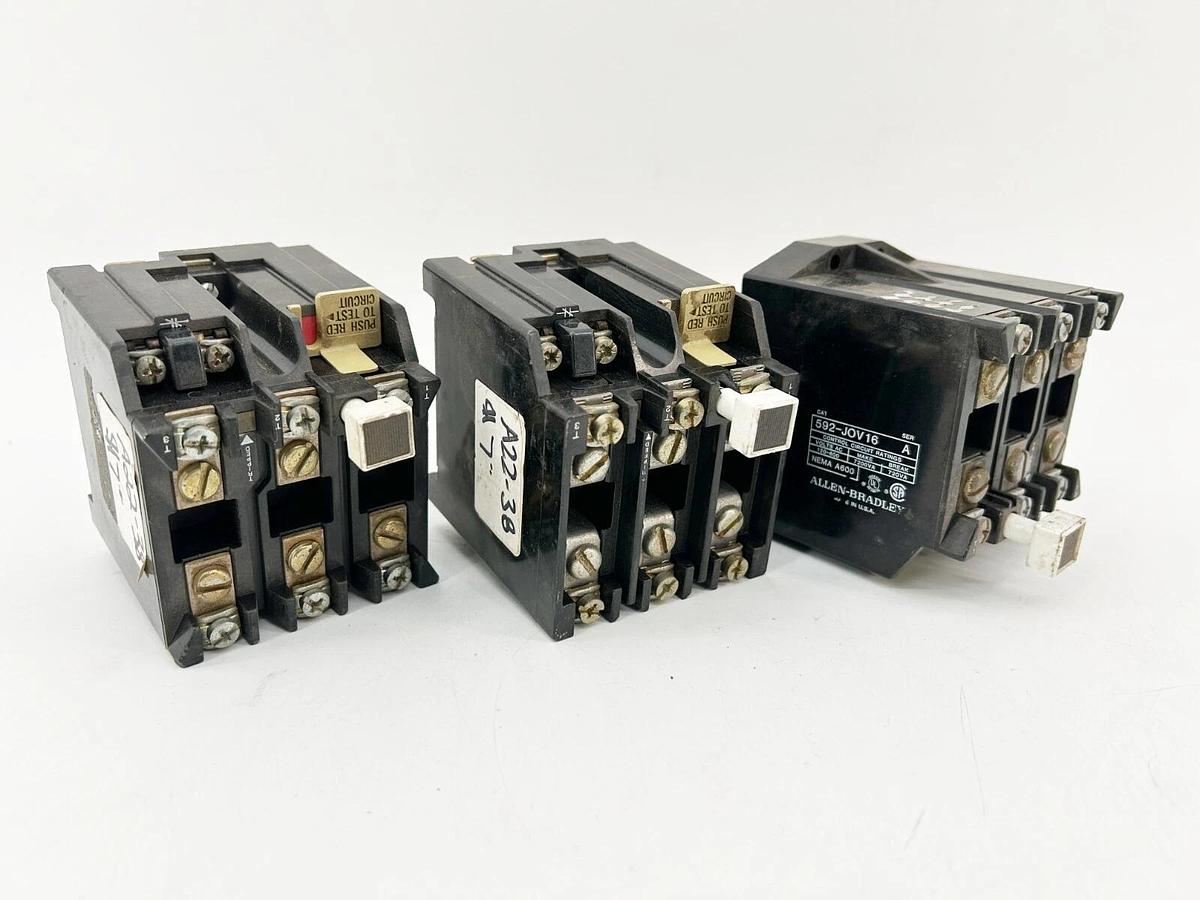 Used Lot of 3 Allen Bradley 592-JOV16 Overload Relay 24A 3P 120-600V 7200VA