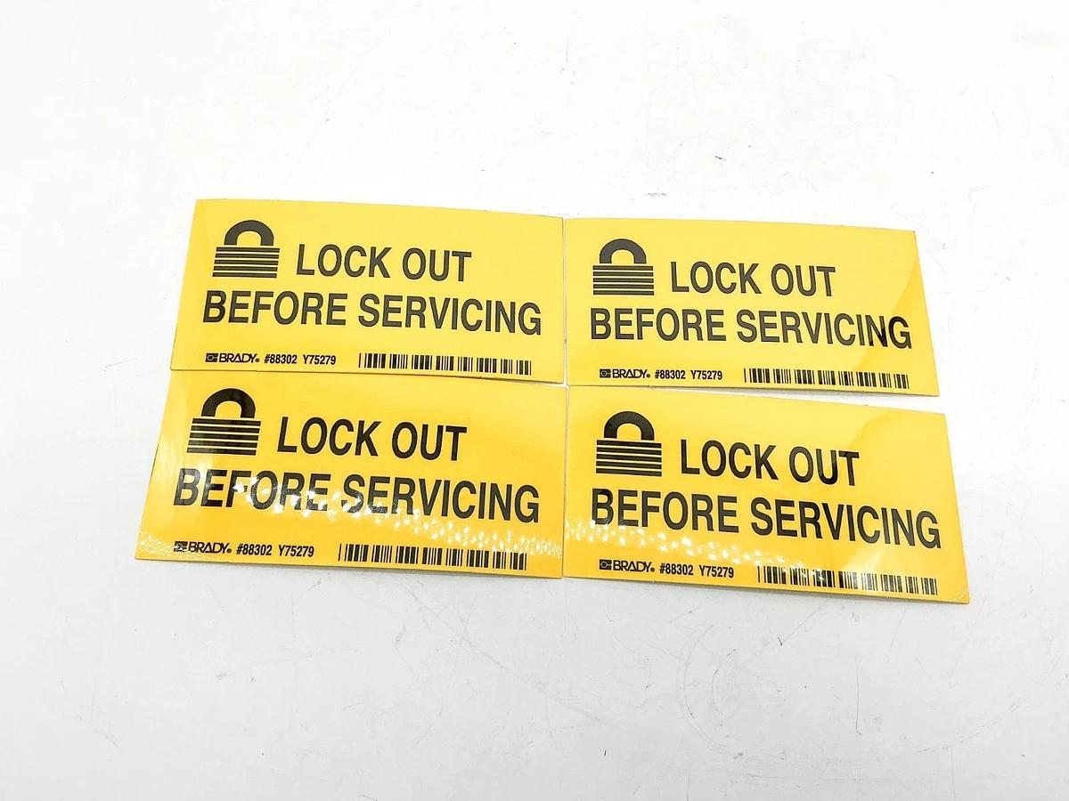 New Lot of 4 Brady 88302 Lock Out Before Servicing Marker Y75279