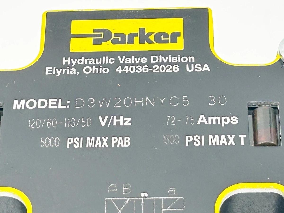 New Parker D3W20HNYC5-30 Directional Control Solenoid Valve 5000PSI 75A 110/120V