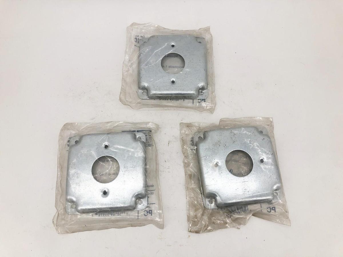 Lot of 3 New Hubell 801C Exposed Work Covers 4" Square 1.406" Dia.