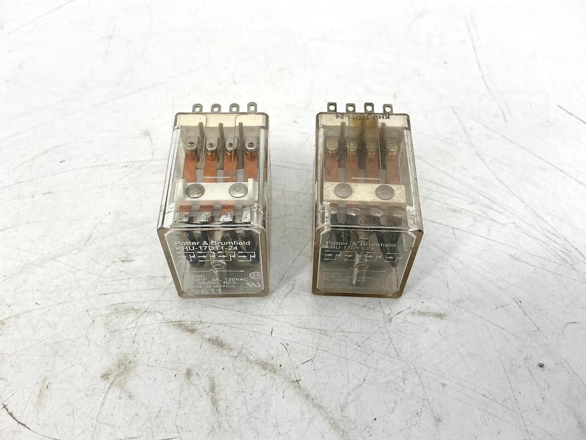 Lot of 2 New Potter & Brumfield KHU-17D11-24 Relay 4-Pole 14-Pin 3A 24VDC Coil