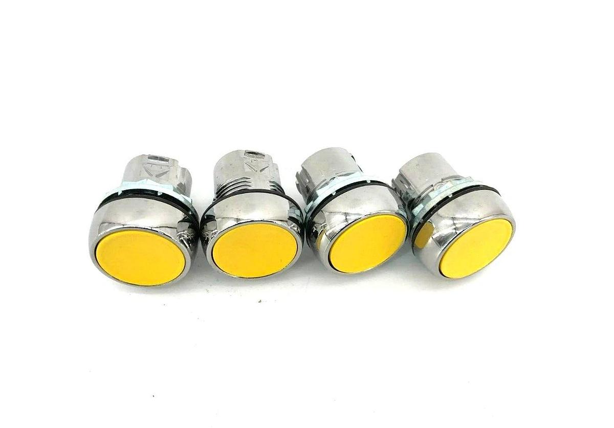 Lot of 4 New Allen Bradley 800FM-F6 Ser. A Pushbuttons, Flush, Yellow - No Bag