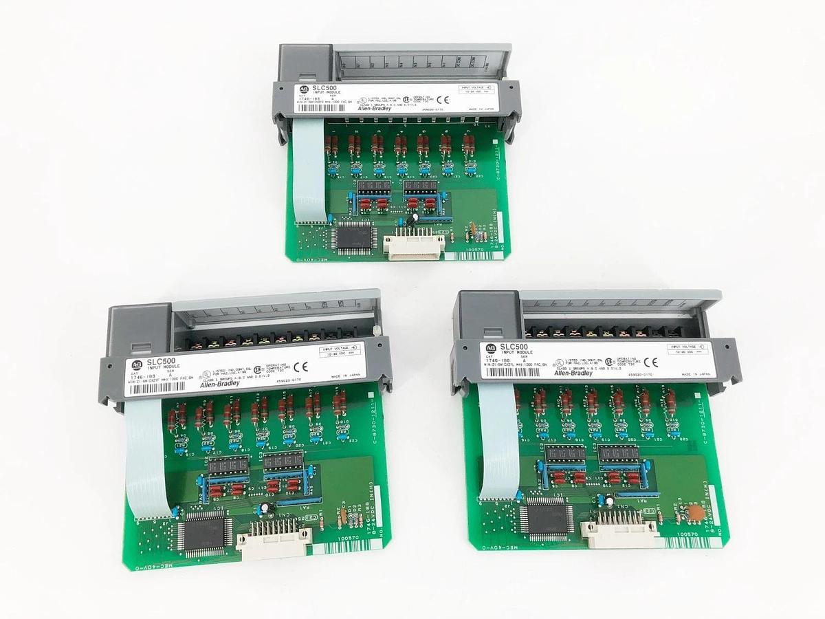 Used Lot of 3 Allen Bradley 1746-IB8 Ser. A SLC 500 Input Modules 10-30VDC