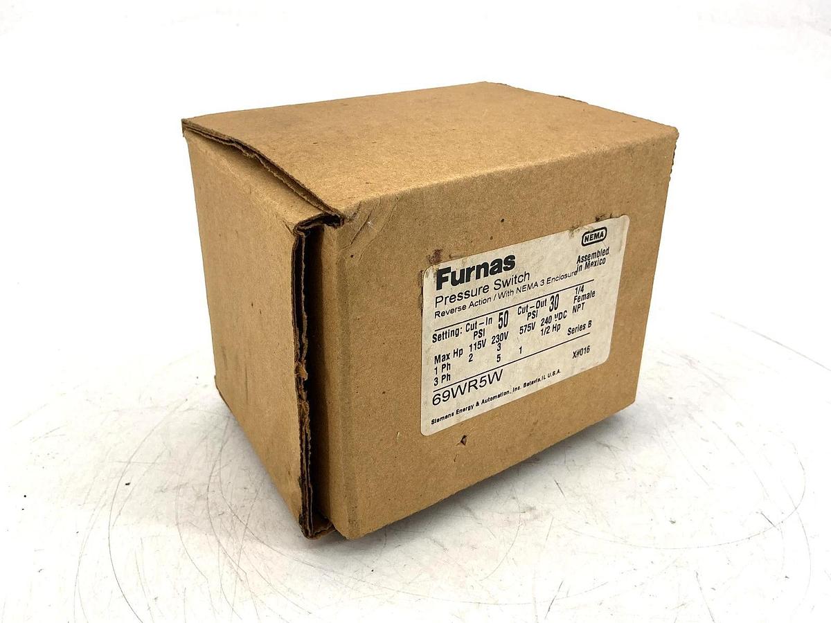 New Furnas 69WR5W Ser B Pressure Switch Reverse Action 3Ph Cut In/Out 50/30PSI