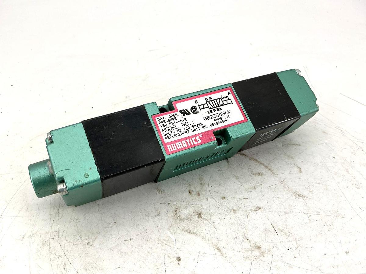 Used Numatics 082SS43AK Solenoid Valve 150PSIG-Air 0.15A 110/120V 50/60HZ