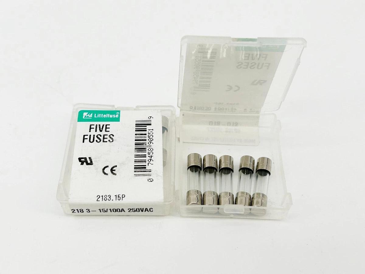 New Lot of 15 Littelfuse 2183.15P Glass Fuse 15/100A 250V 5X20MM