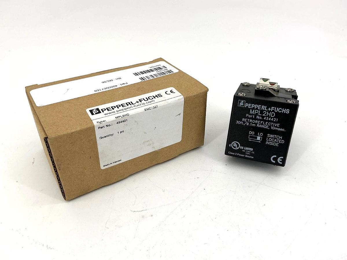 New Pepperl+Fuchs MPL2HD Photoelectric Sensor Retroflective Range 9.1m 454421
