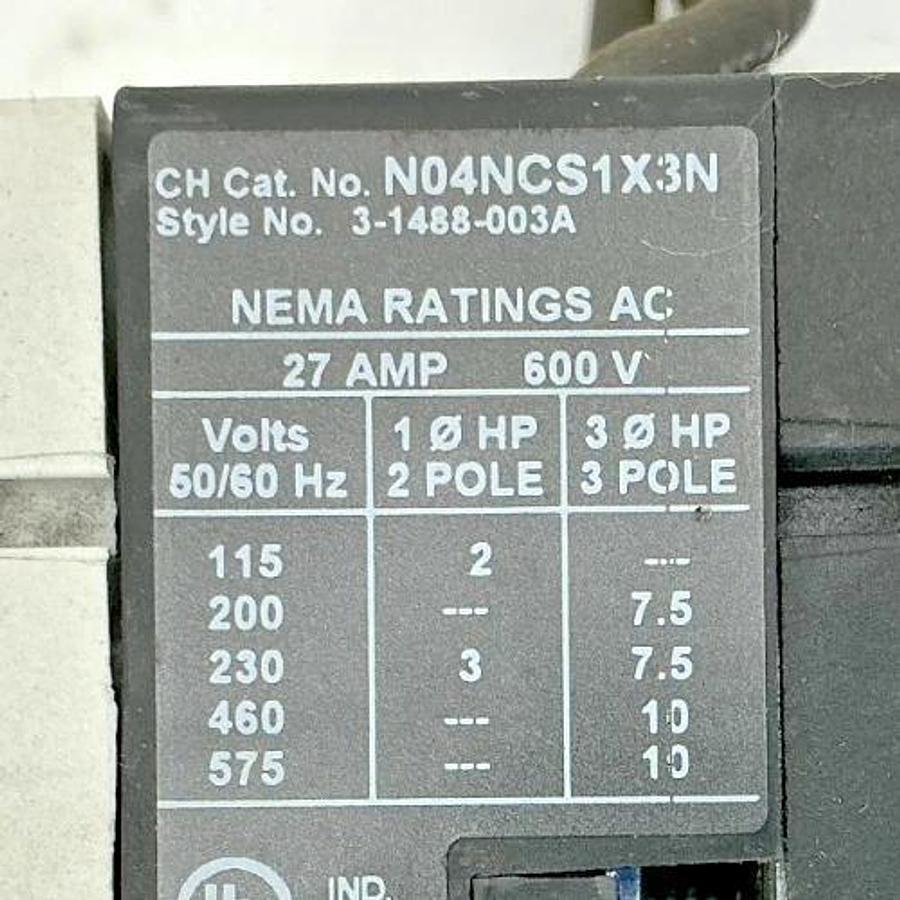 Used Eaton N101CS1H3A Starter 3P 27A 24VDC SS OVLD N04NCS1X3N N05NCXRH3A