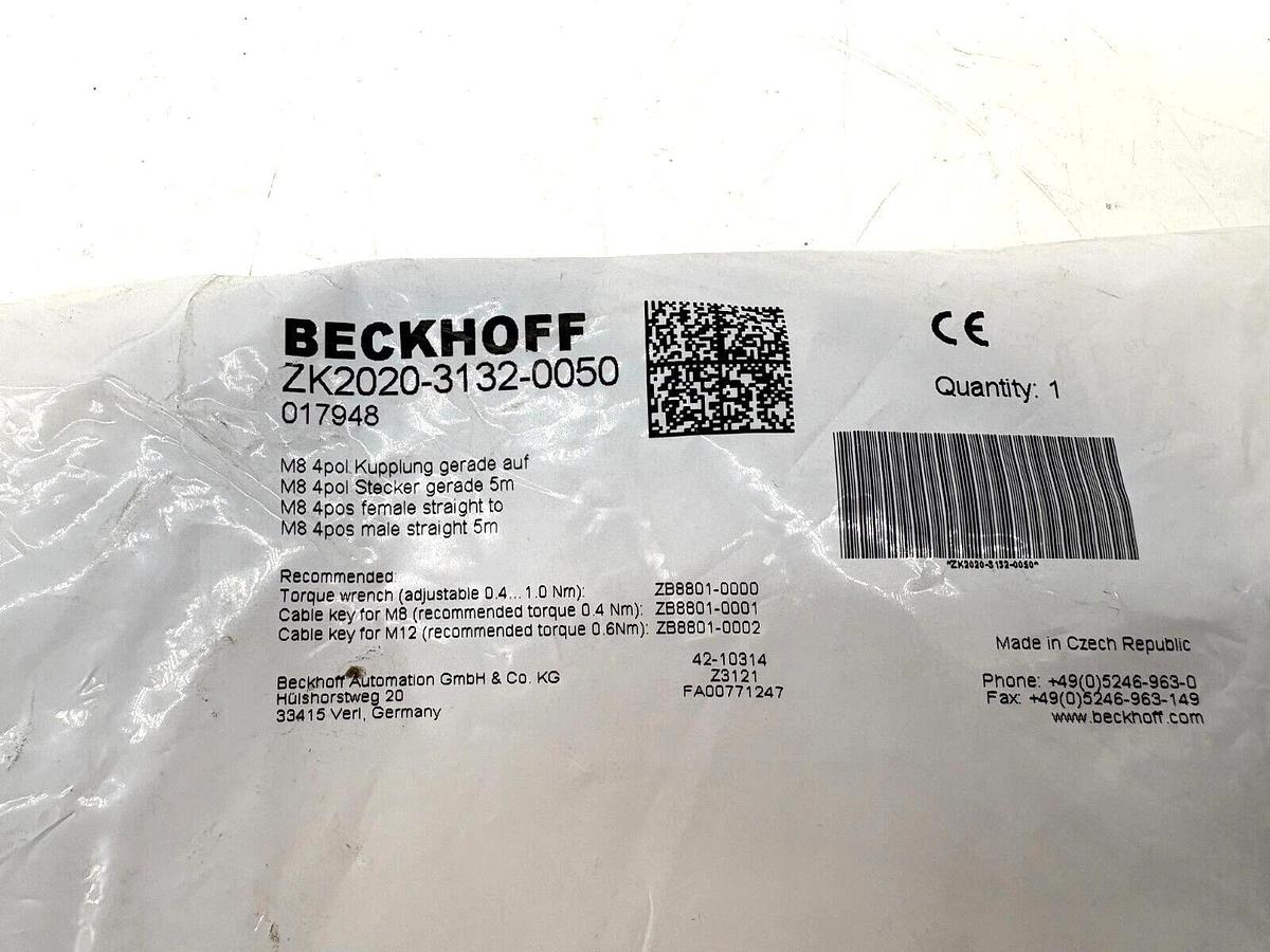 New Beckhoff ZK2020-3132-0050 PUR Power Cable 5m Length 017948
