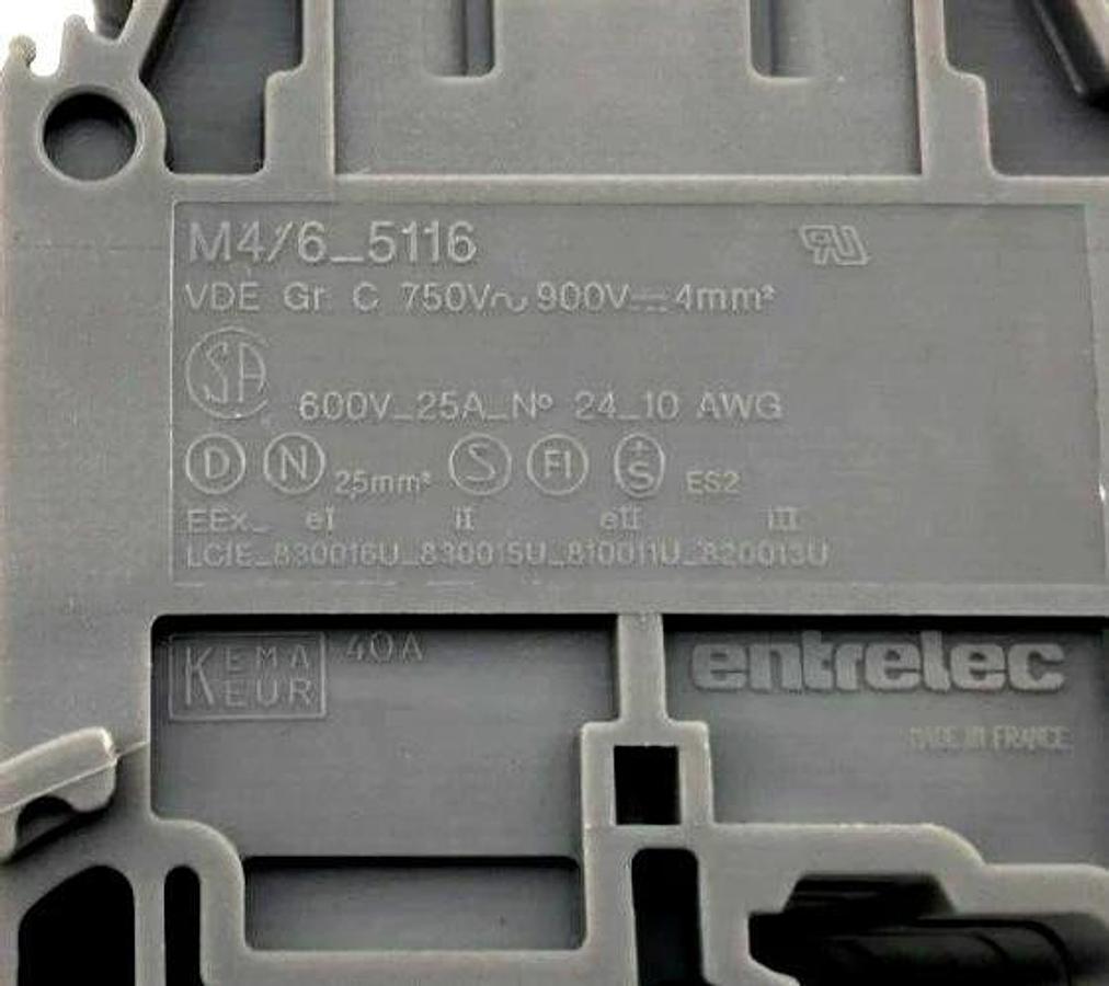 Lot of 30 New Entrelec 0115 116 07 Feed Through Terminal Blocks Type M 4/6