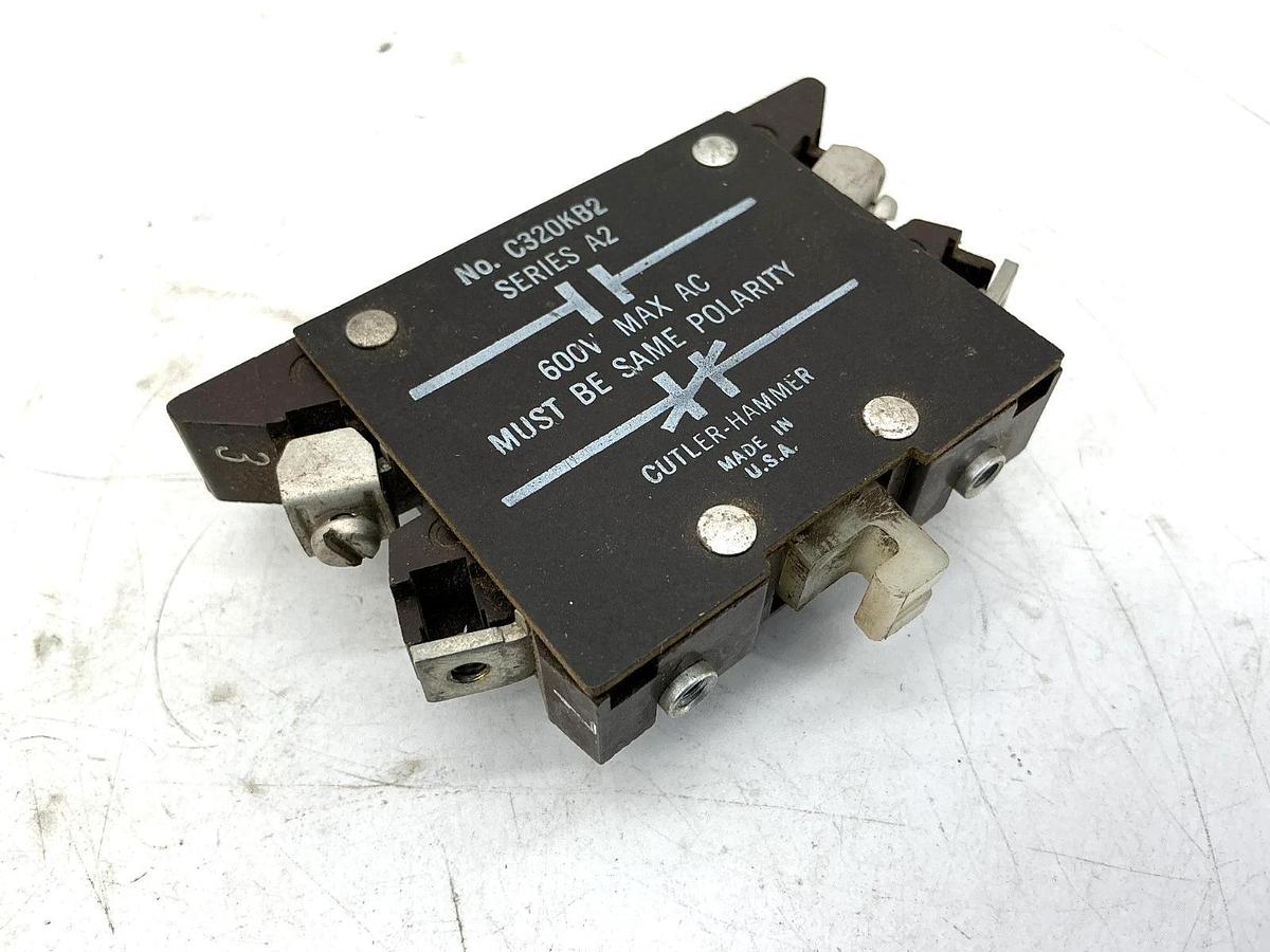 Used Cutler-Hammer C320KB2 Ser A2 Auxiliary Contact 1NO/1NC 600VAC Max