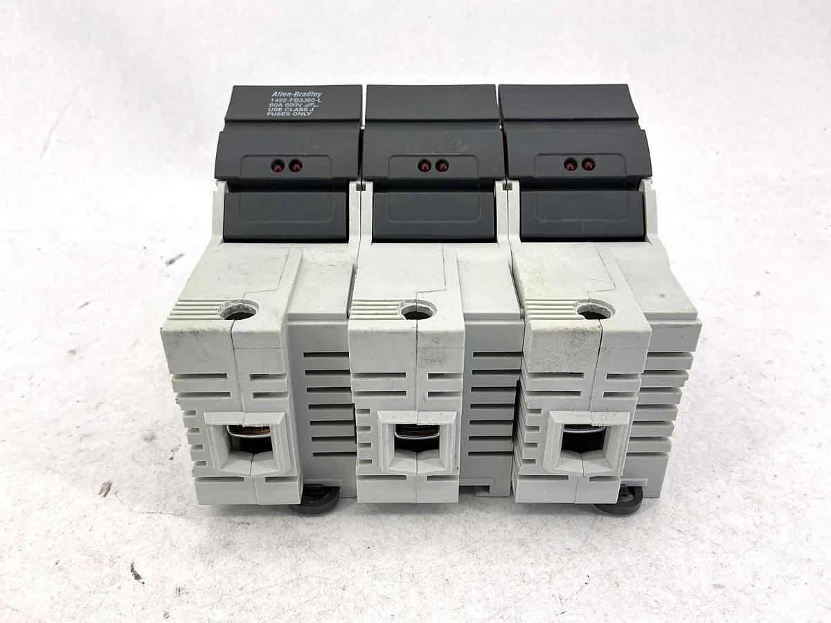 Used Allen Bradley 1492-FB3J60-L Ser B Fuse Holder 60A 600V Class J Fuse Only