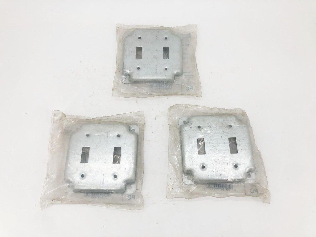 Lot of 3 New Hubbell Raco 803C Exposed Work 2-Toggle Covers 4" Square