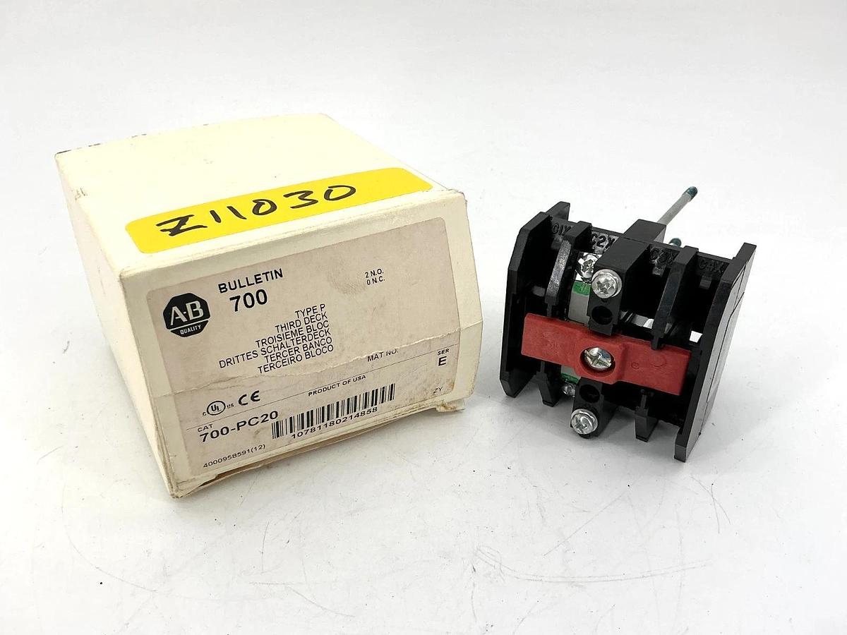 New Allen Bradley 700-PC20 Ser E Relay Third Deck Type P 2-Pole 2NO 10A 700PC20